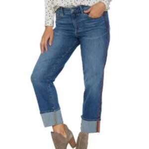 Vince Camuto Straight Leg Cuffed Jeans Red Side Piping 16W